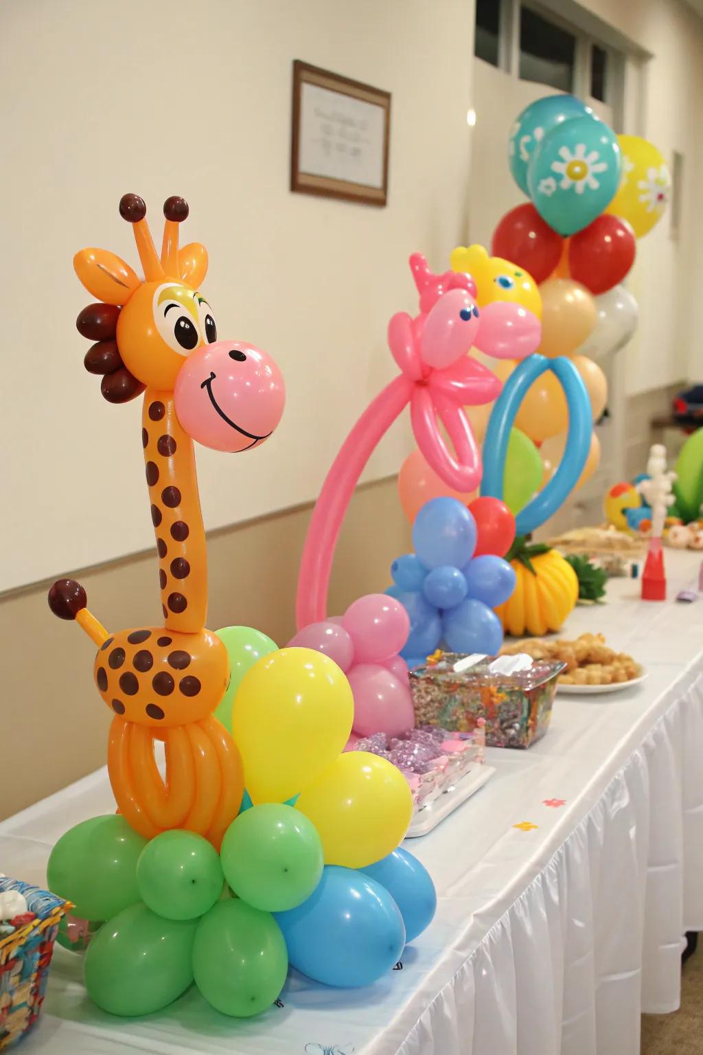 Playful DIY balloon animals that charm guests and add fun to a birthday party.