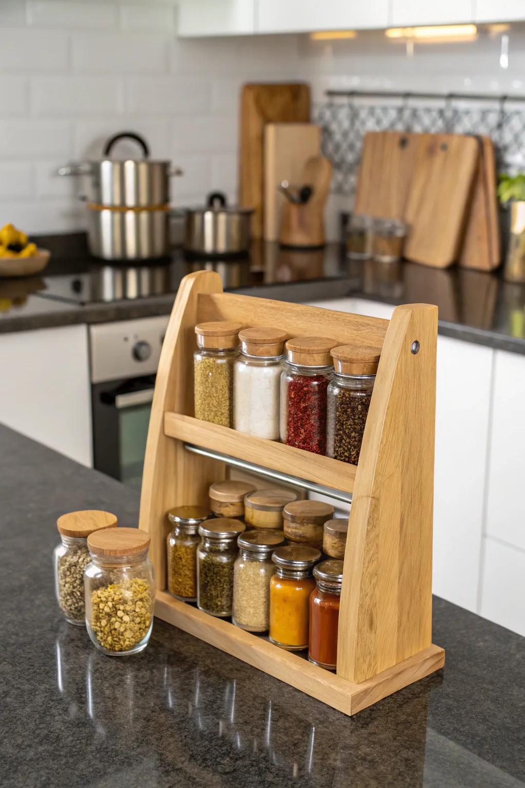 Organize your kitchen with a DIY spice rack.