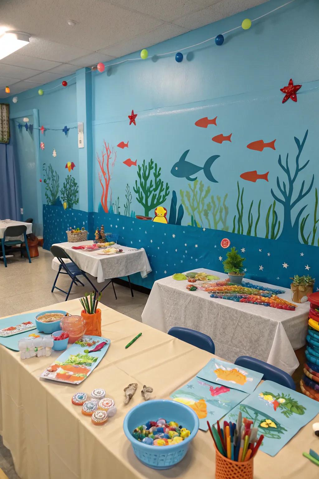 An under the sea adventure with sea-themed decorations.