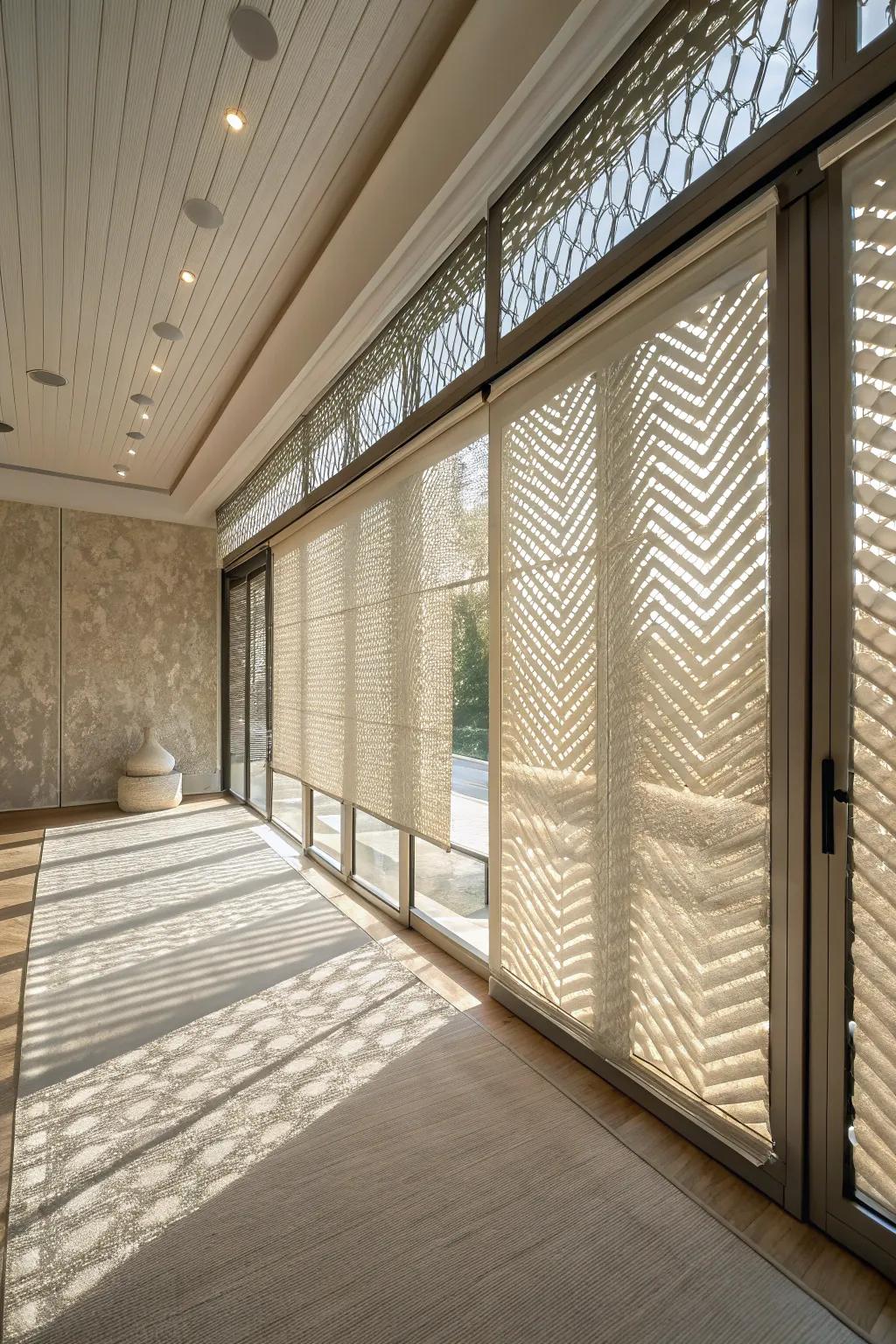 Introduce texture with pleated blinds.