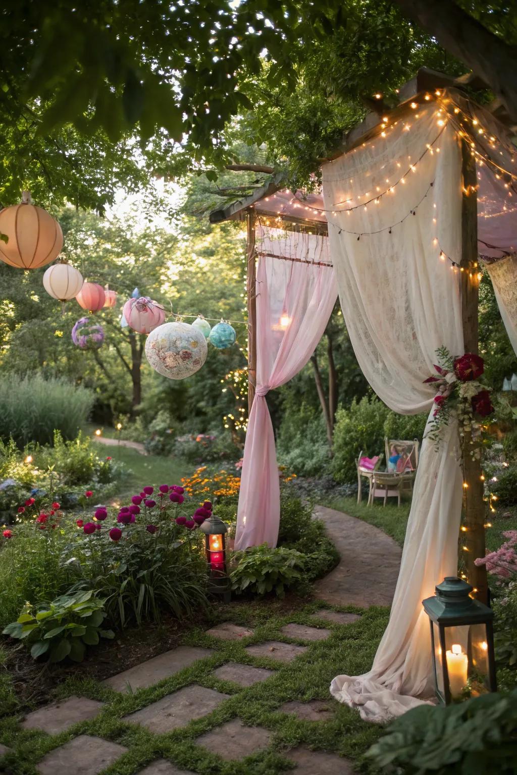 A decorative canopy offering shade and style.