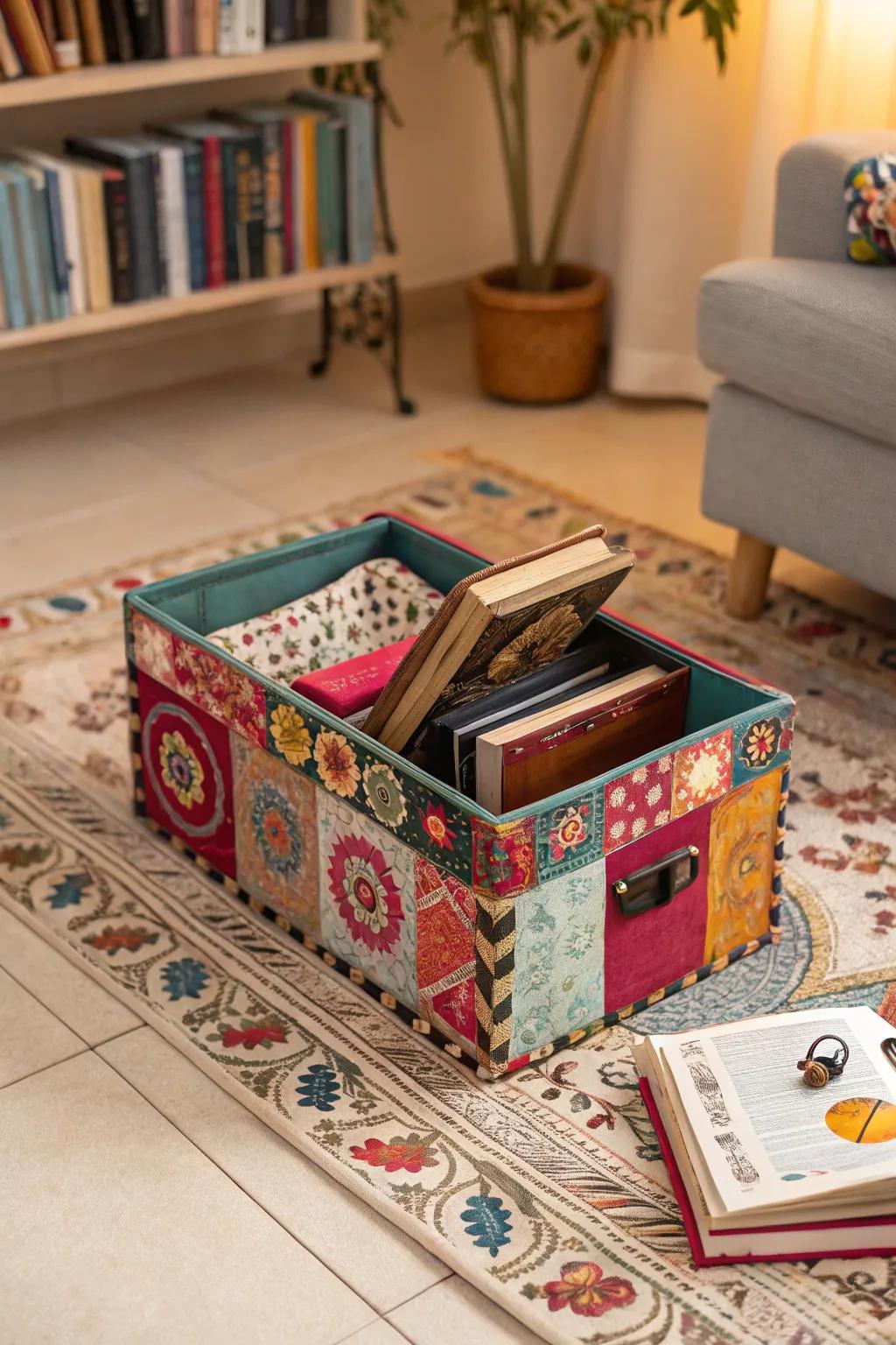 A bohemian book box for the free-spirited home.