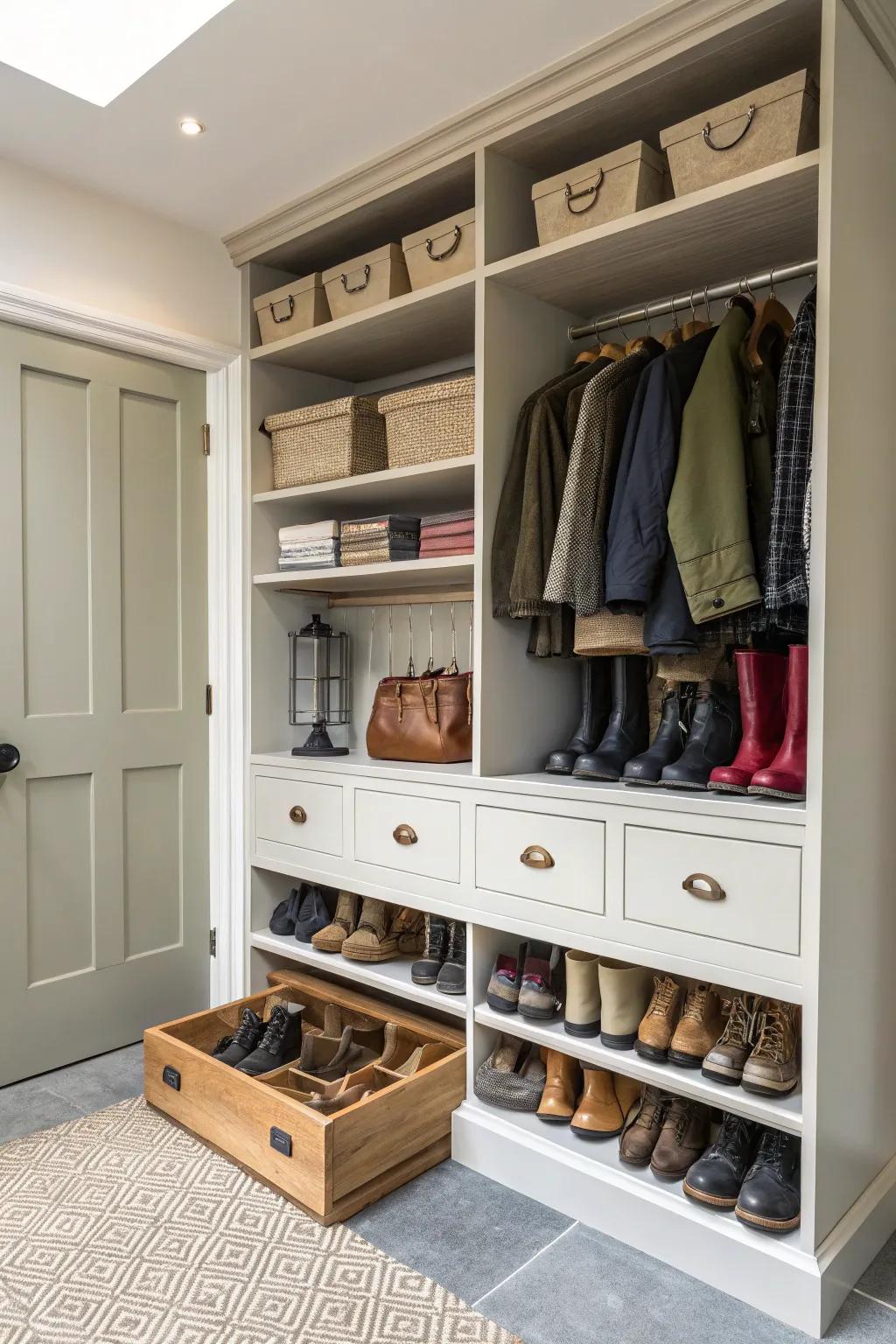 Hidden storage ensures a clutter-free and elegant environment.