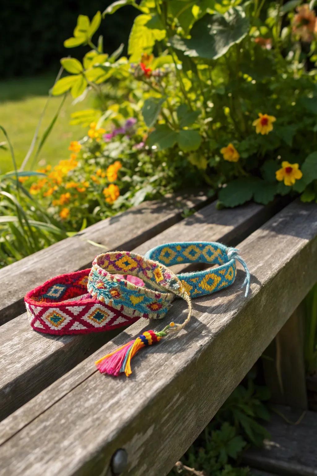 Colorful woven friendship bracelets perfect for gifting.