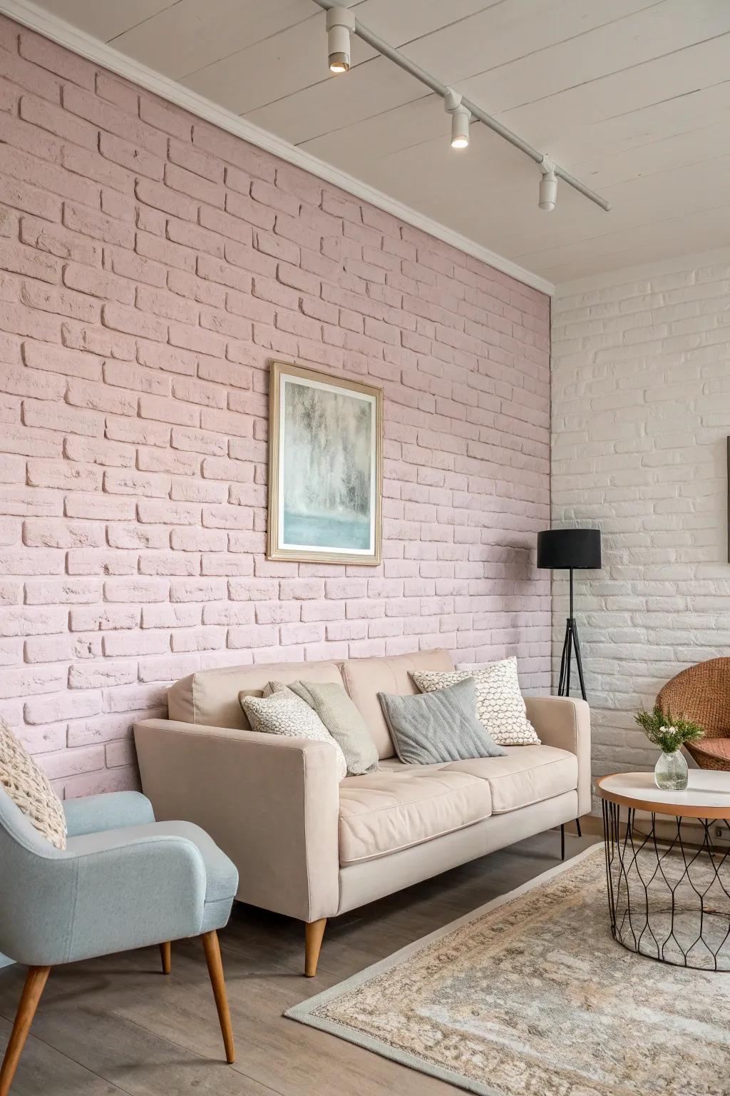 A painted brick wall offers a fresh, bright look while retaining its texture.