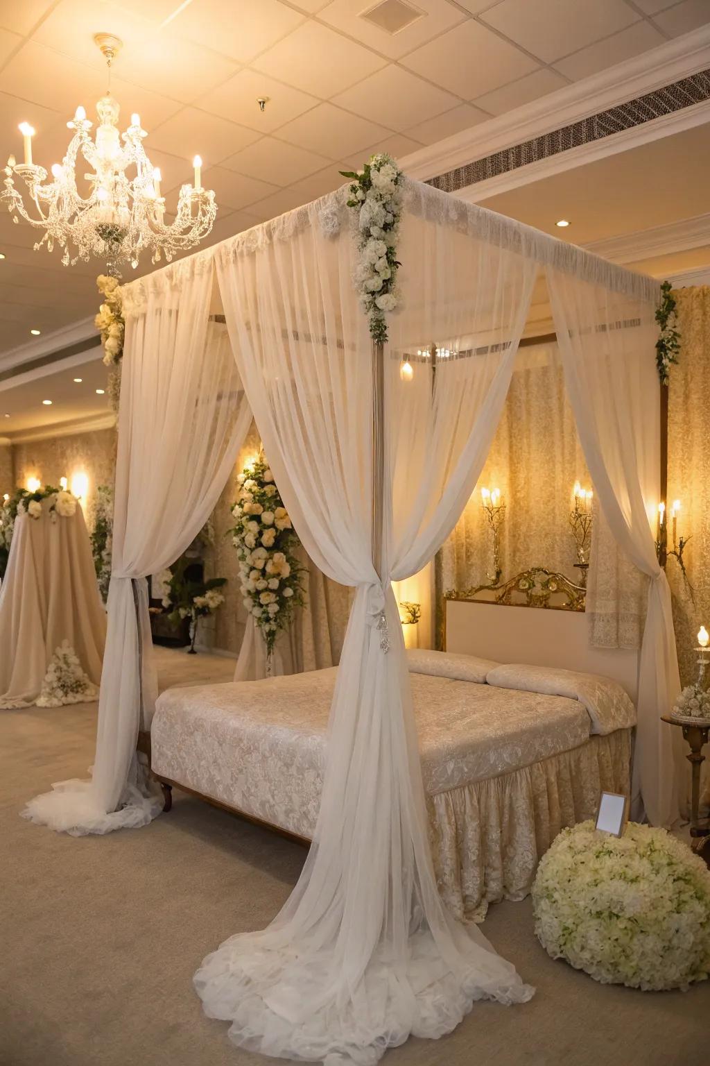 A canopy bed adds a regal and romantic touch.