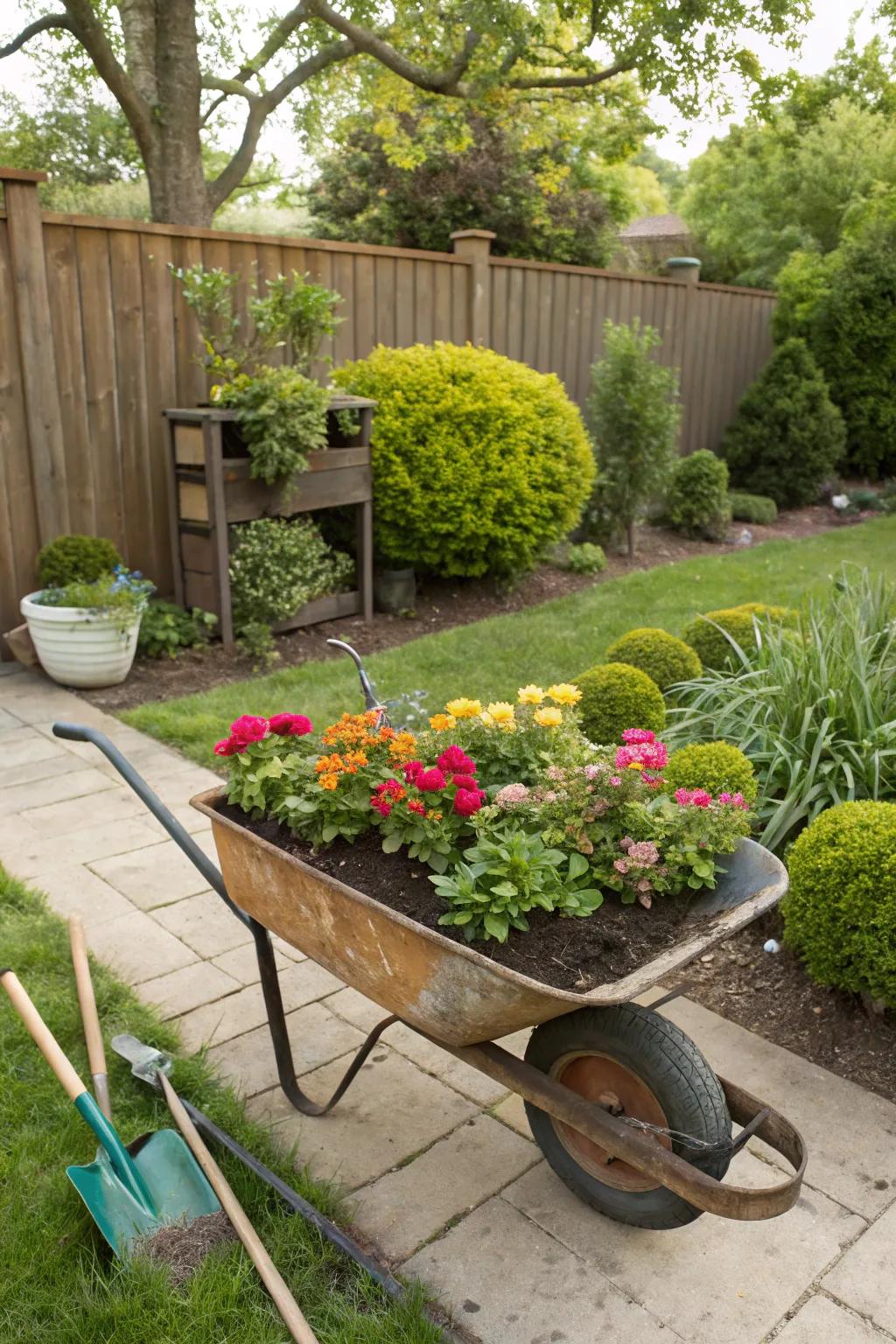 Upcycled planters add unique charm to your garden.