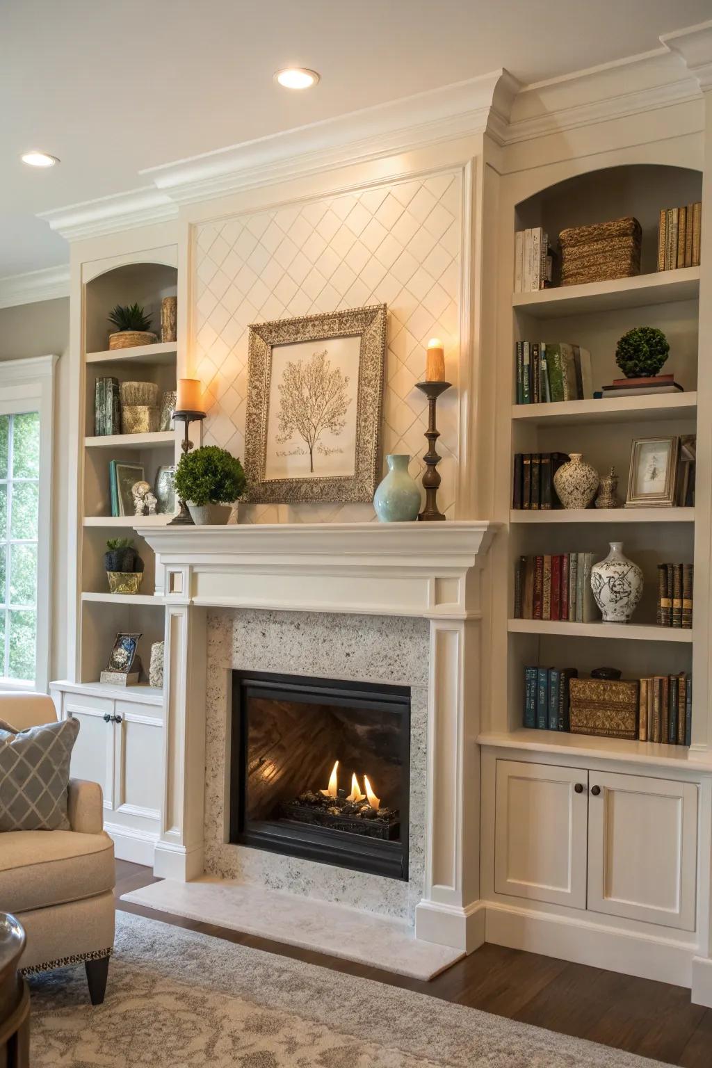 Framing your fireplace with built-ins enhances its presence in the room.