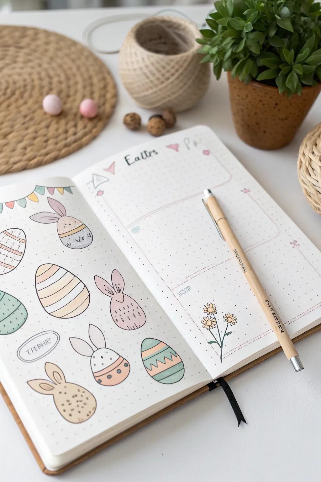 Track your moods in style with these charming Easter-themed doodles. 🐰🌿 #BulletJournal #EasterMoodTracker #ScandinavianDesign