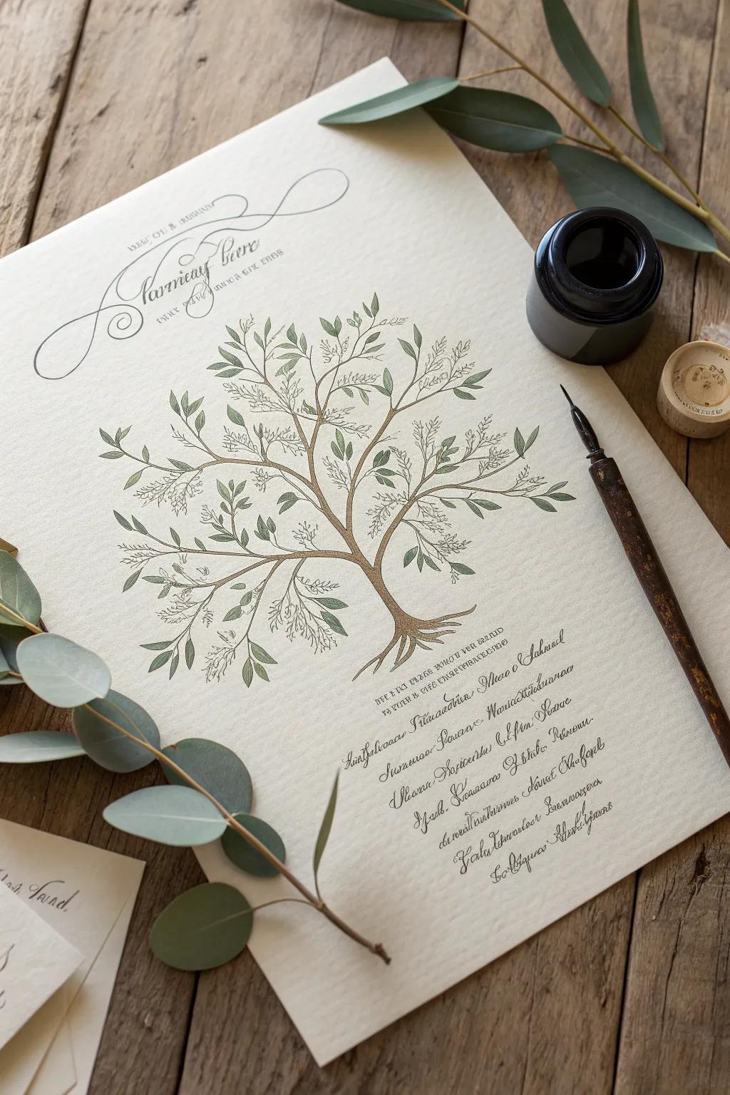Celebrate your heritage with a beautifully crafted calligraphy family tree—perfect for creating a cherished family heirloom.