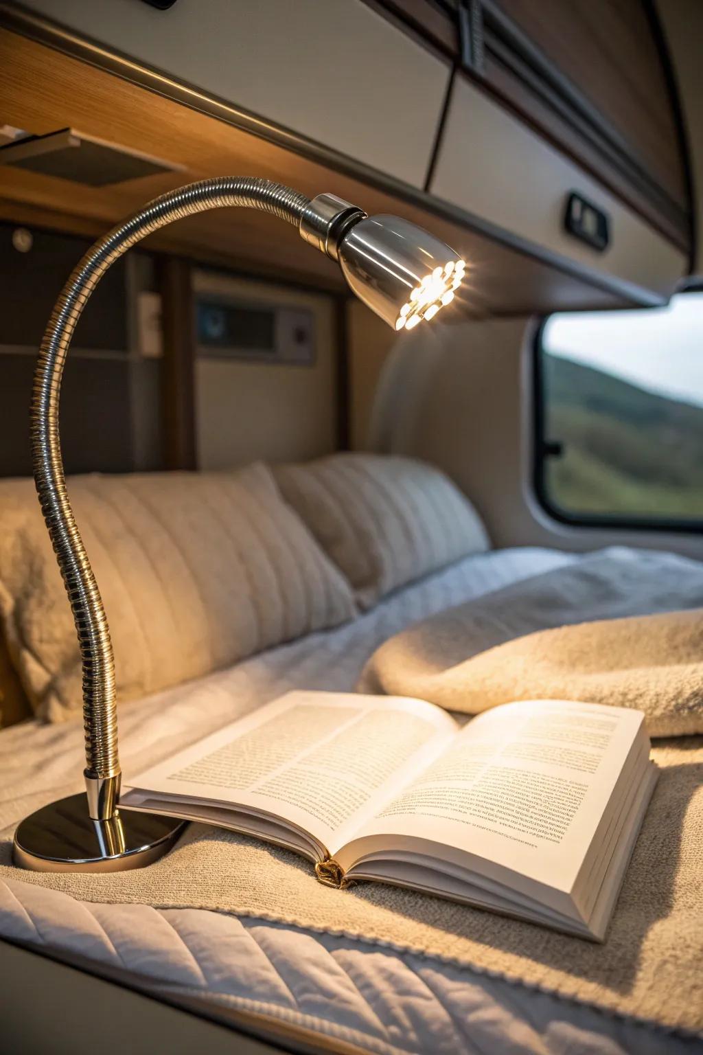 Illuminate your nights with style: the perfect reading companion for your camper.