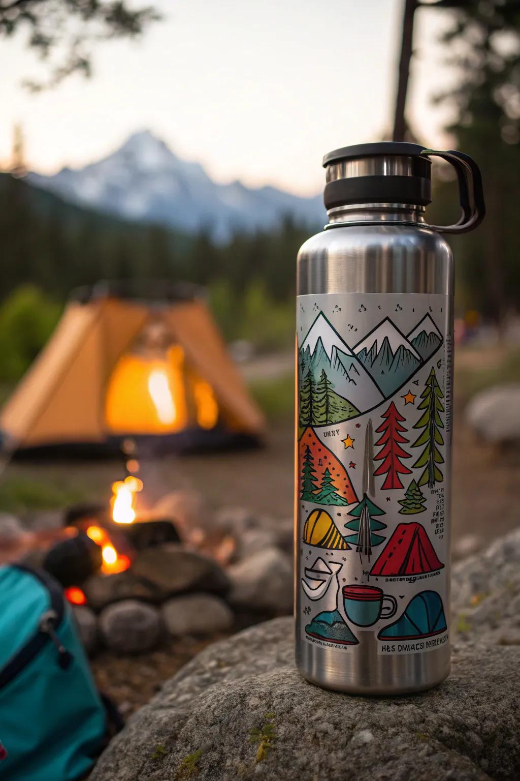 Elevate your camping gear with personalized flair: Craft your adventure with custom outdoor-themed water bottles.