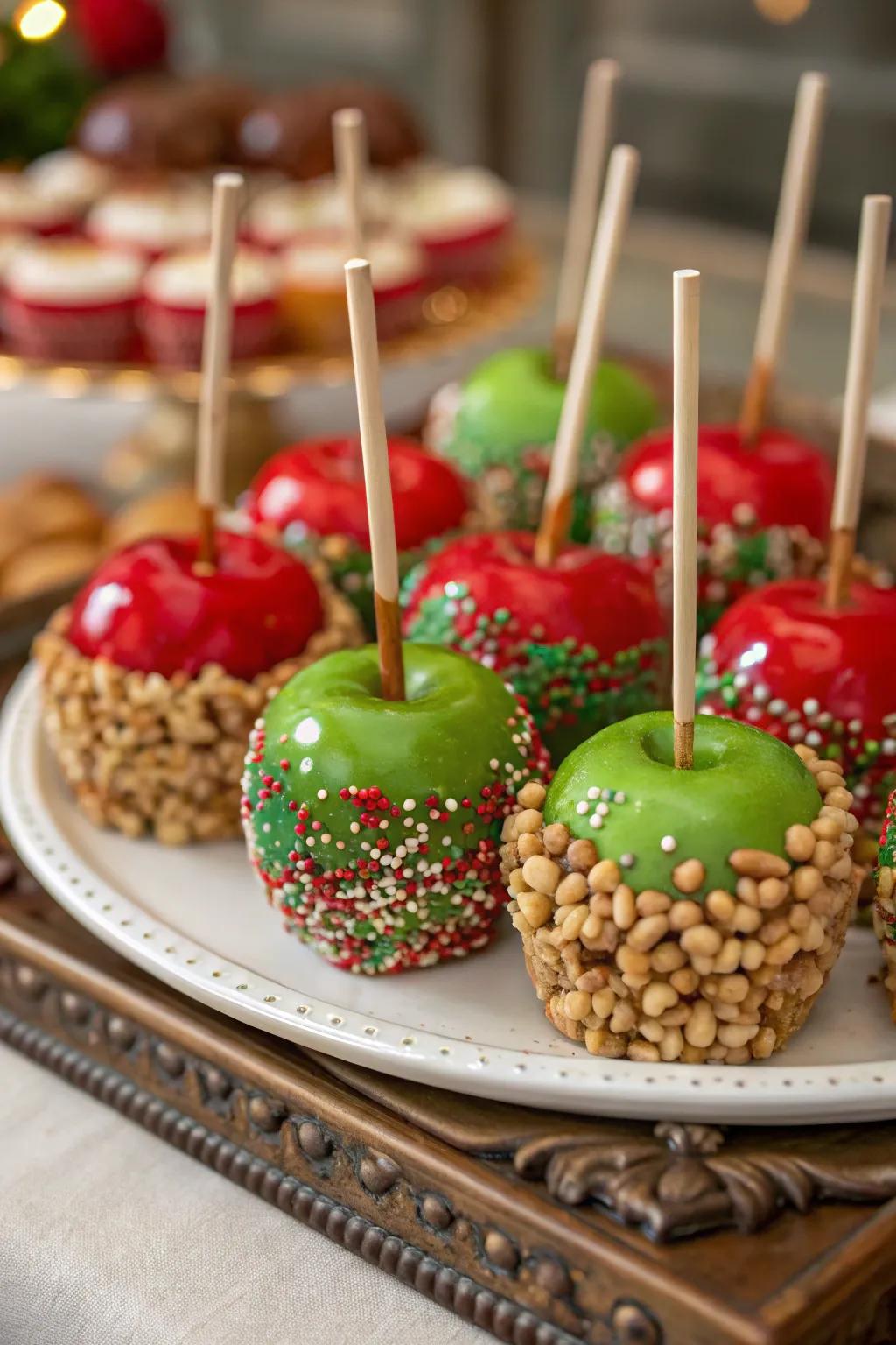 Mini candy apples for a sweet carnival treat.