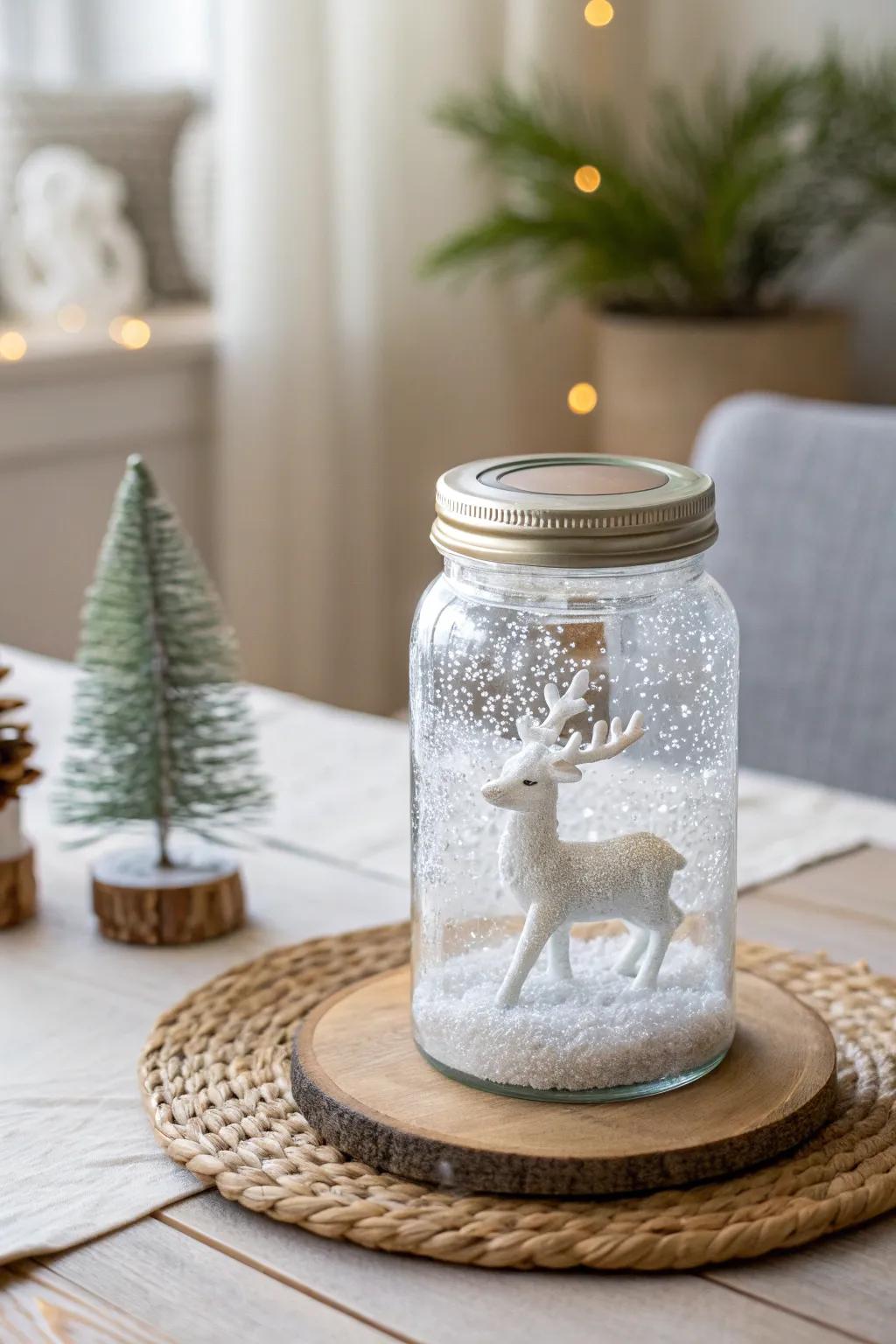 Craft your own winter wonderland with this enchanting DIY snow globe jar—perfect for a thoughtful and charming neighbor gift!