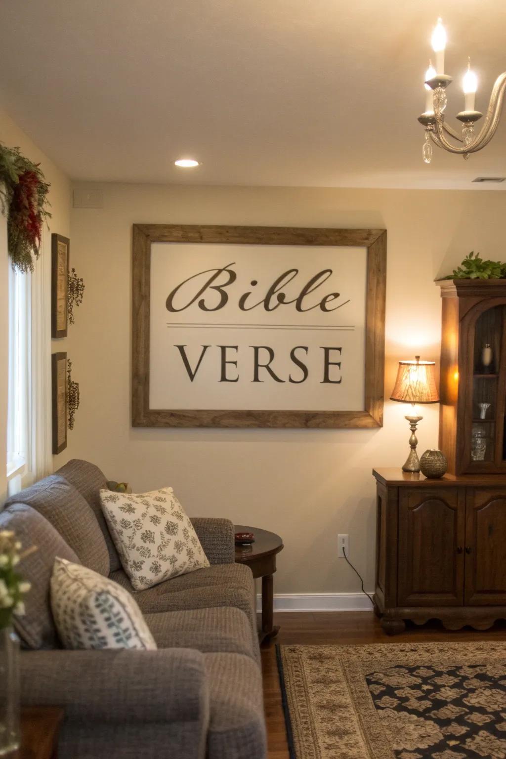 A custom wall art piece with a Bible verse.