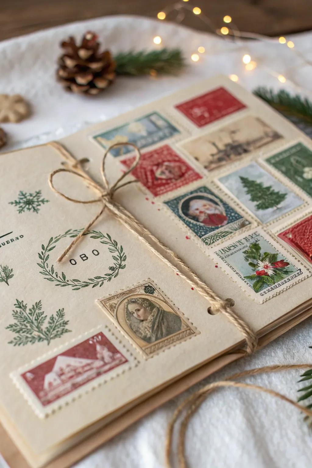 Infuse your Christmas junk journal with global charm using vintage postage stamps! 📮✨ #JunkJournalJoy #ScandiBoho