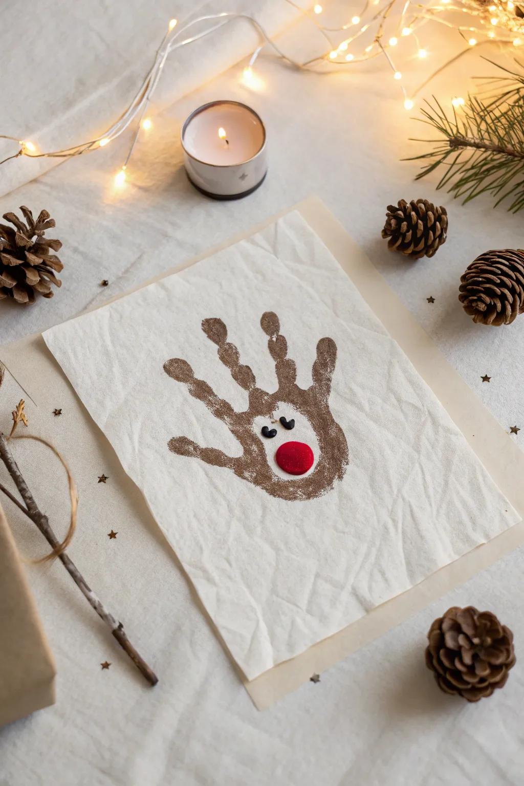 Embrace the magic of the season with charming reindeer hand art—perfect for little hands and big smiles.