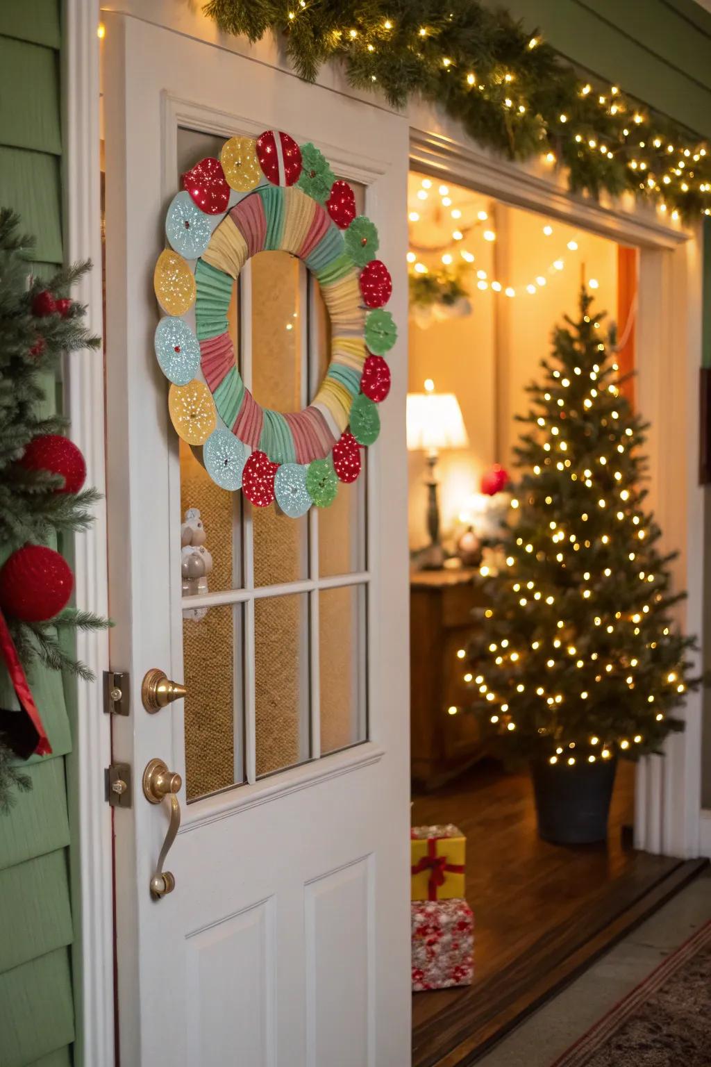 Welcome guests with a handmade paper plate wreath.