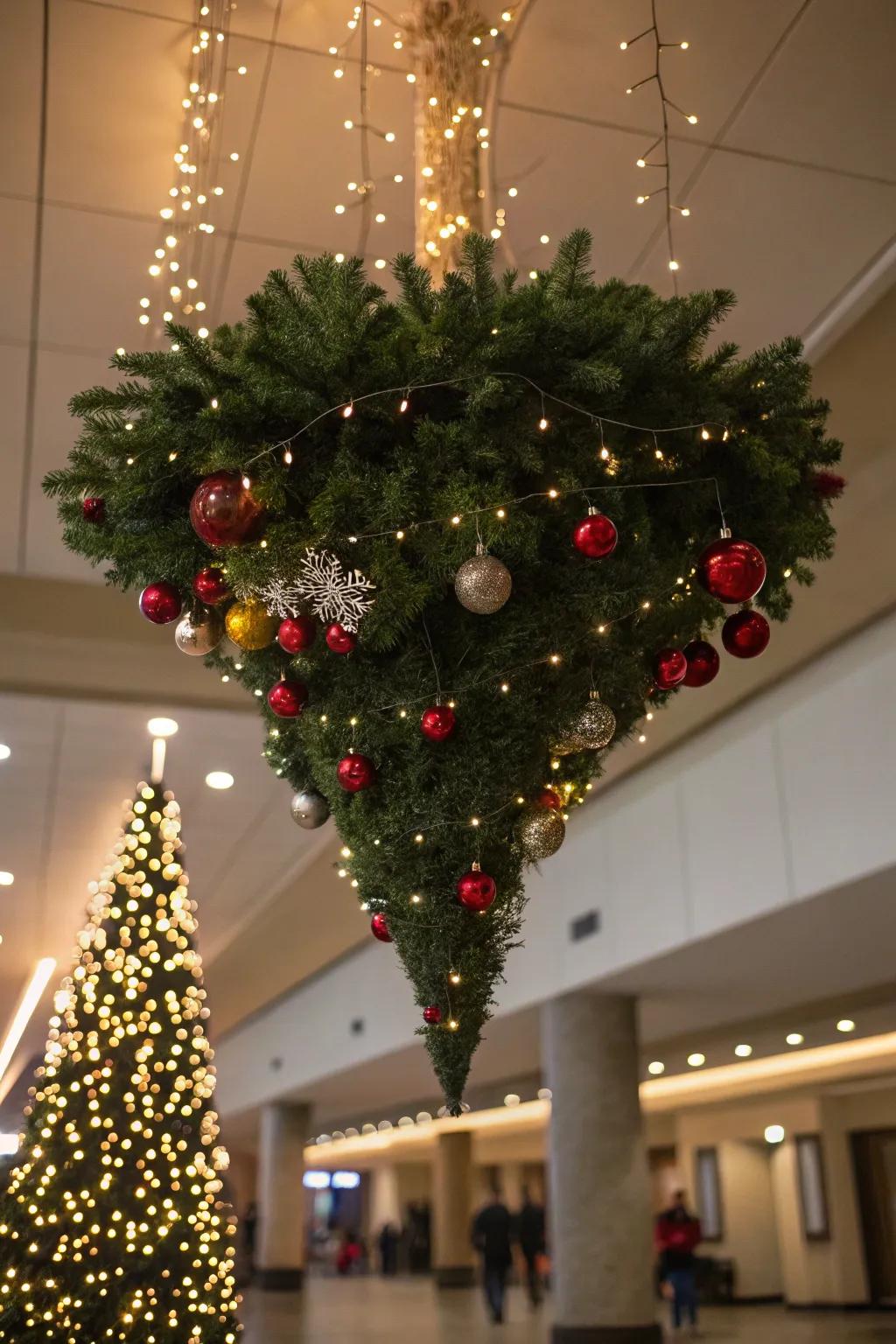 An upside-down tree that makes a bold and festive statement.