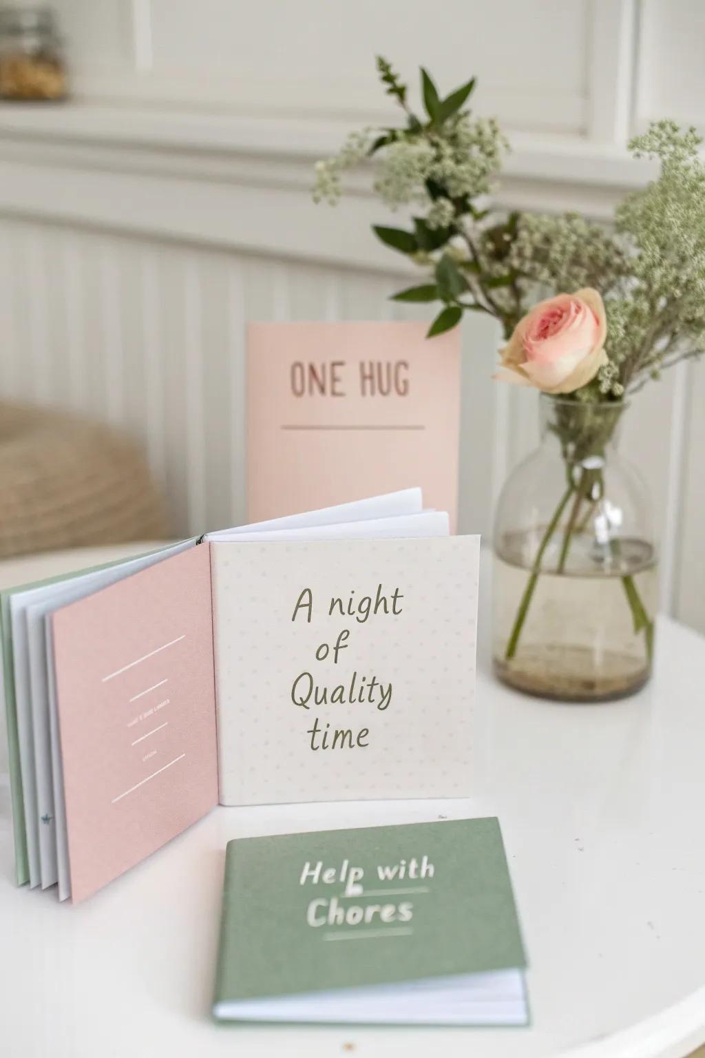 A heartfelt gift from the heart: Create a minimalist Mother's Day coupon book that promises love and quality time.