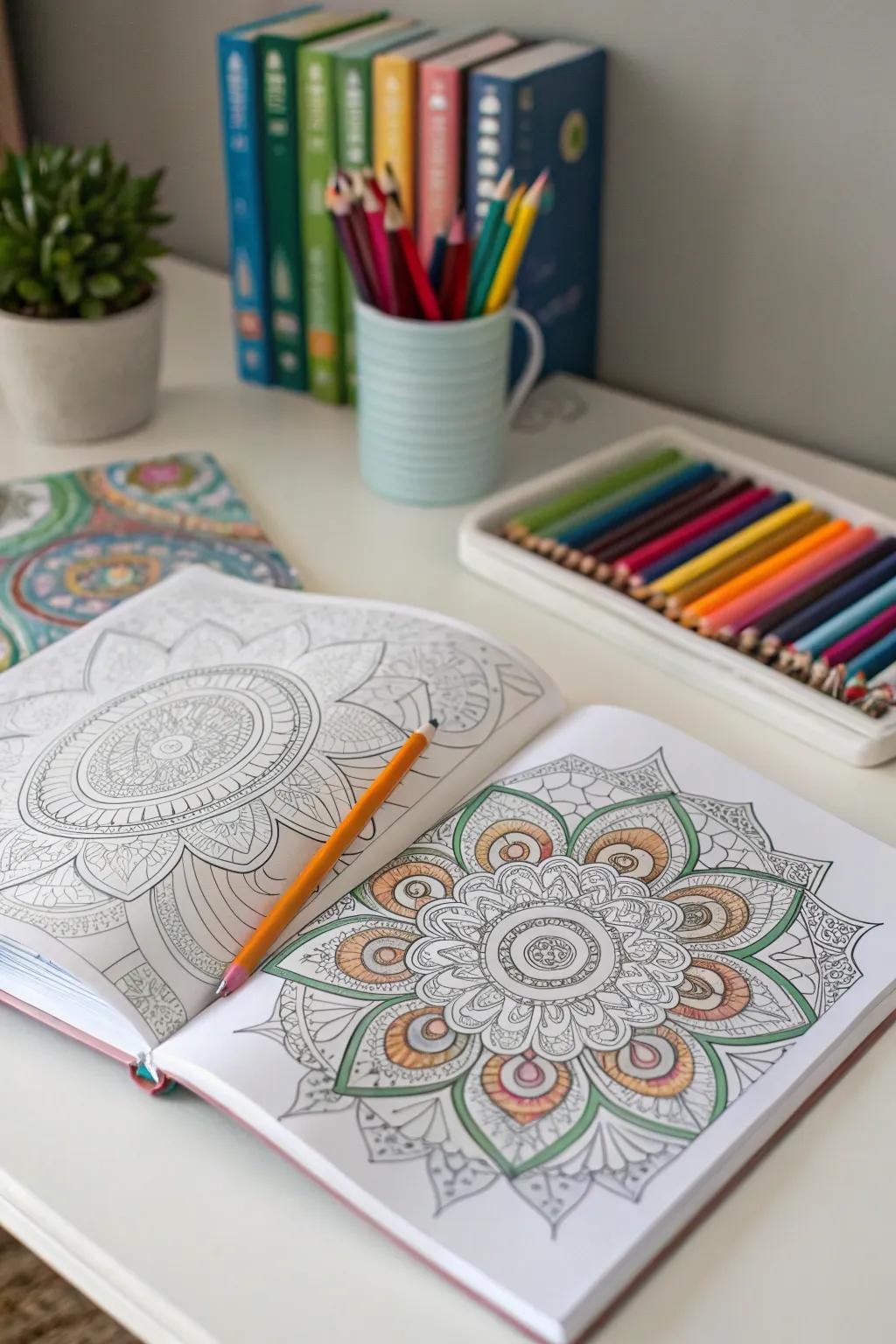 Mindfulness coloring books for creative relaxation.