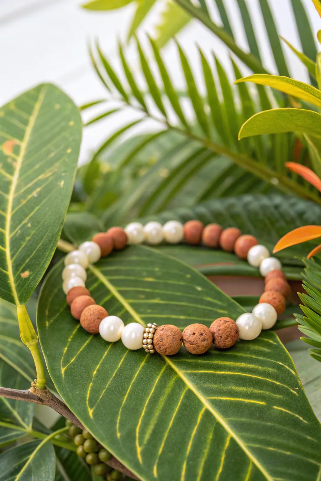 Bright, tropical colors and pearls for a sunny, vacation-ready bracelet.