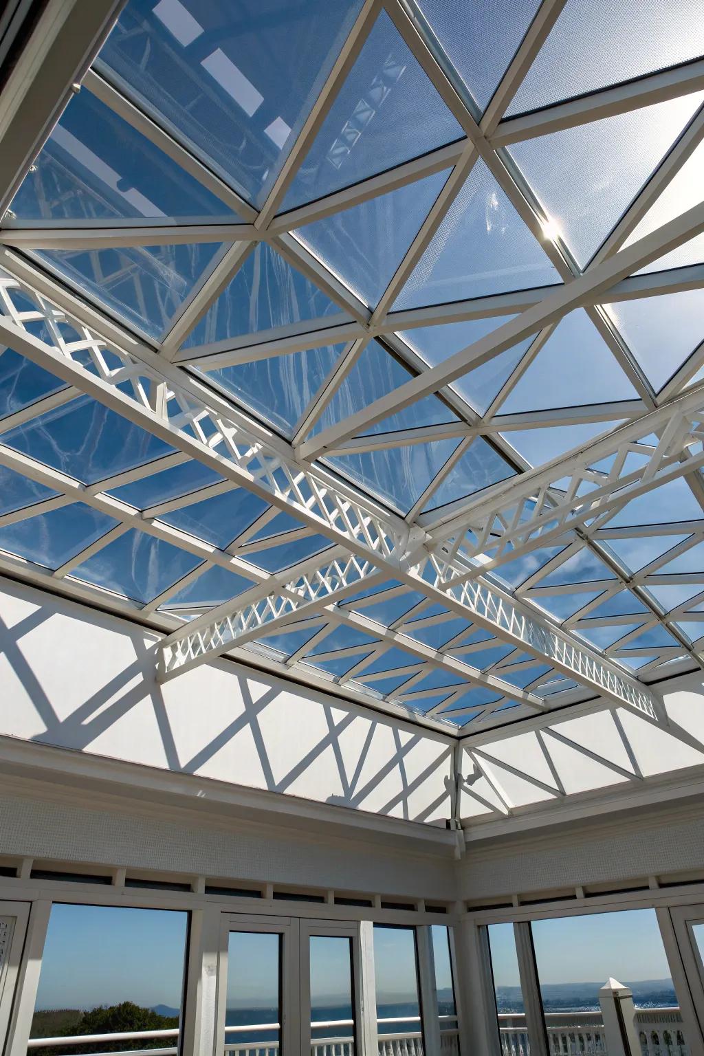 Elevate your outdoor space with a striking geometric patterned roof that combines artistry with craftsmanship.