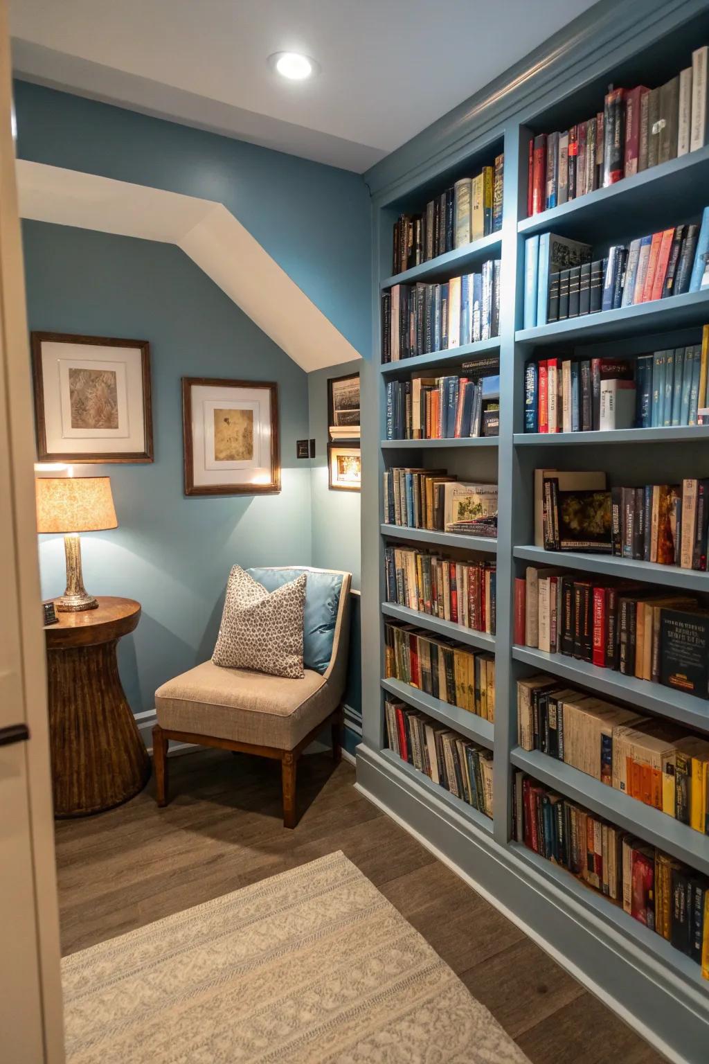 Colorful walls add personality and mood to your library.