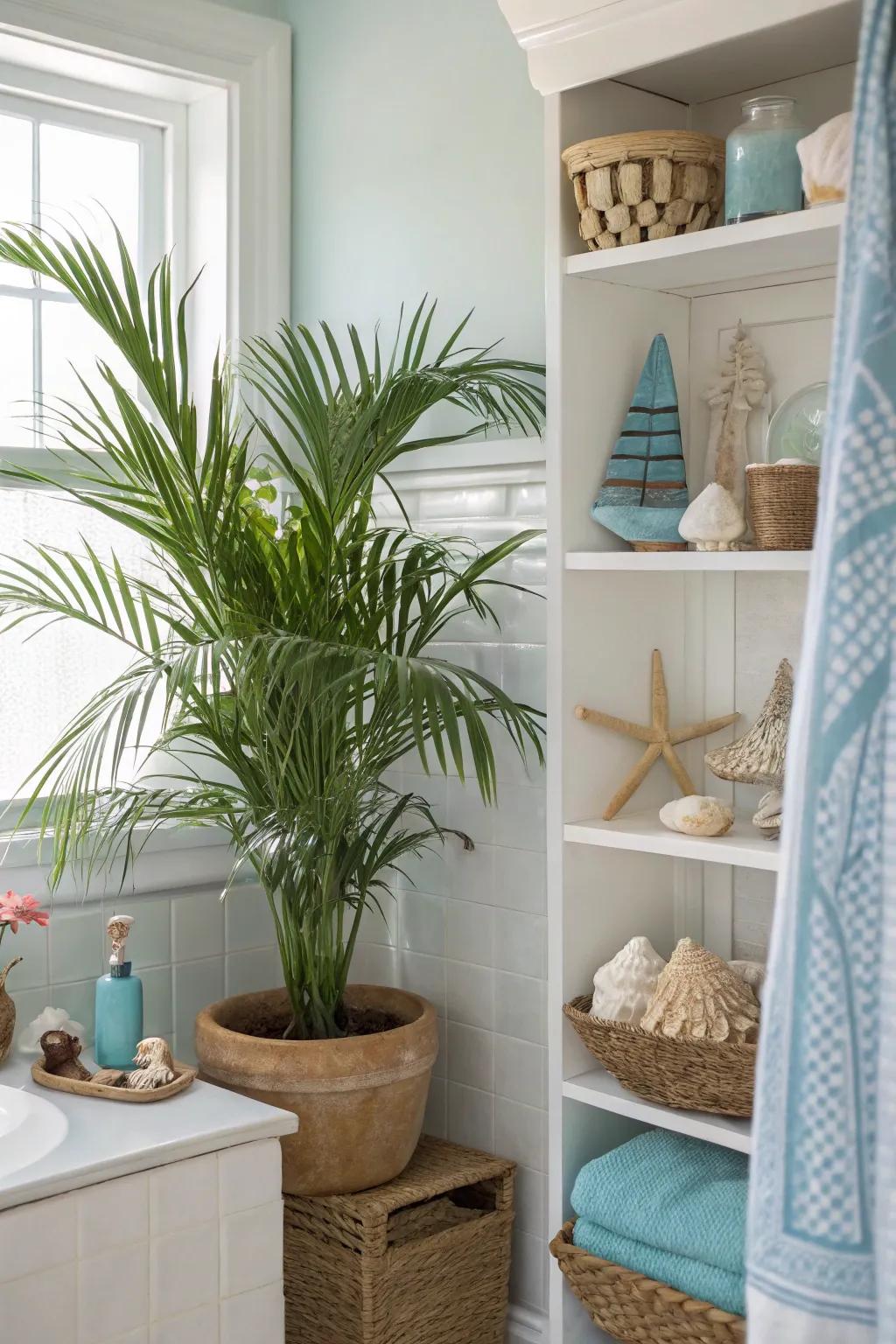 Beach-inspired greenery adds life and color.