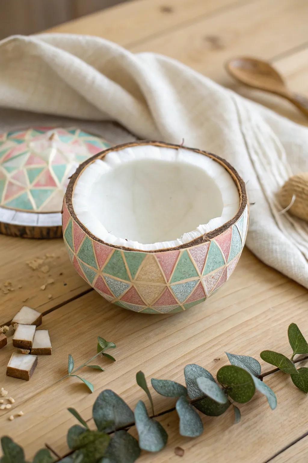 Transform your coconuts into geometric wonders with a modern twist!