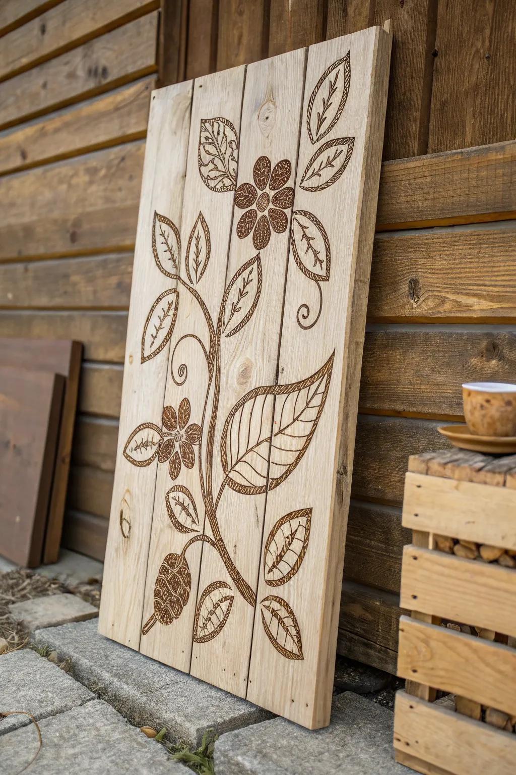 Add rustic charm to your home with coffee-painted wood panels.