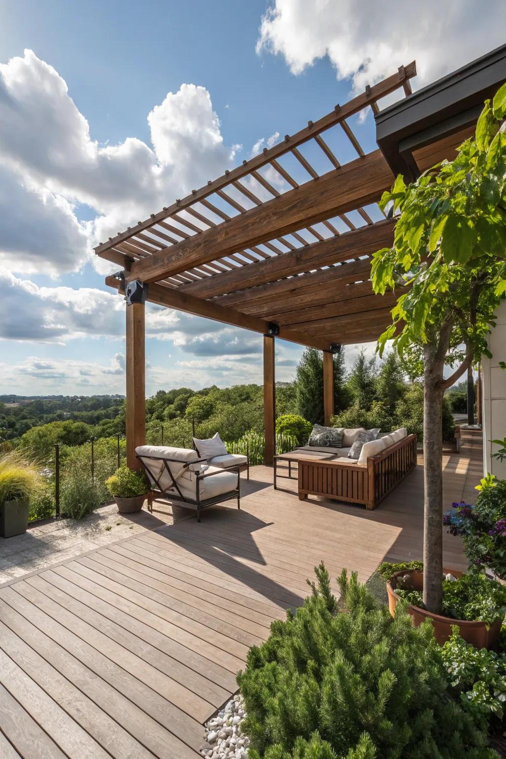 Add shade and style with a pergola on your deck.