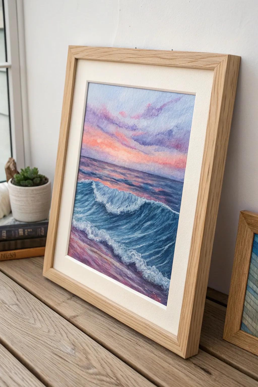 Embrace tranquility with this minimalist ocean wave artwork, perfect for a serene and stylish space.