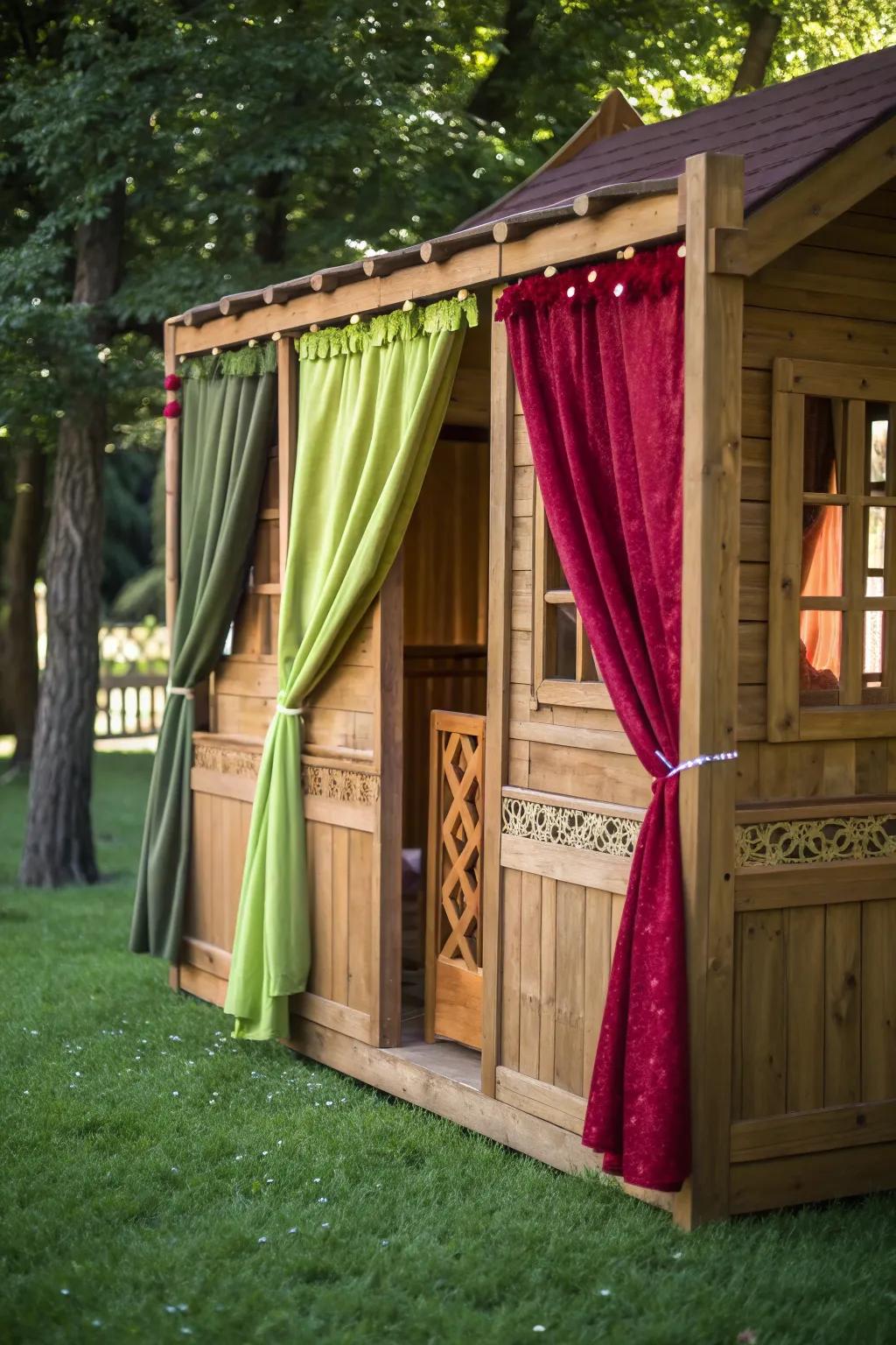 Elevate playtime with the charm of handcrafted curtains.