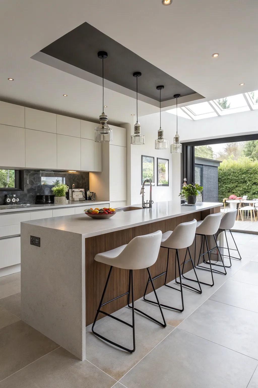 Cantilever counters offer a sleek extension without bulky supports.