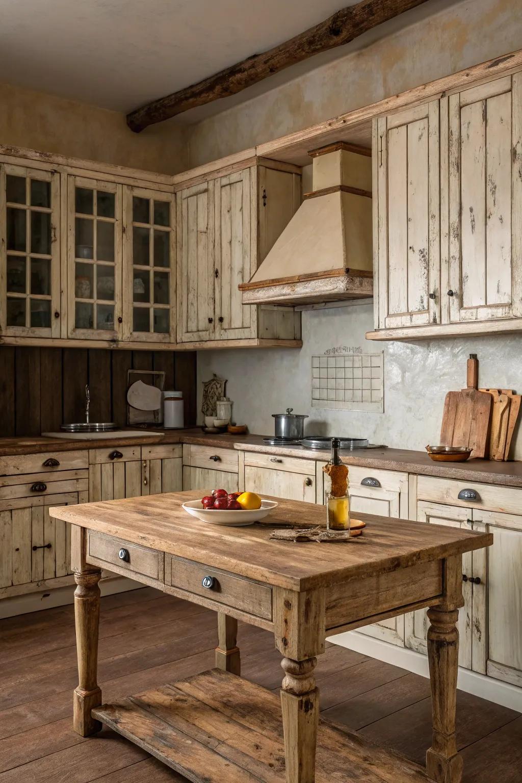 Rustic elements add charm and a sense of history to your kitchen.