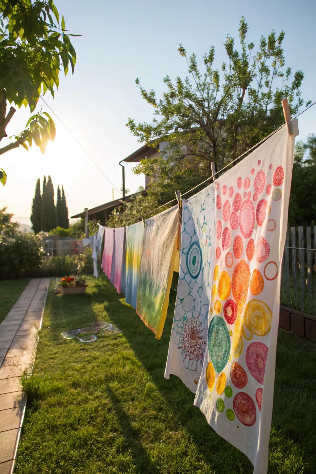 Bubble painting fun under the sun.