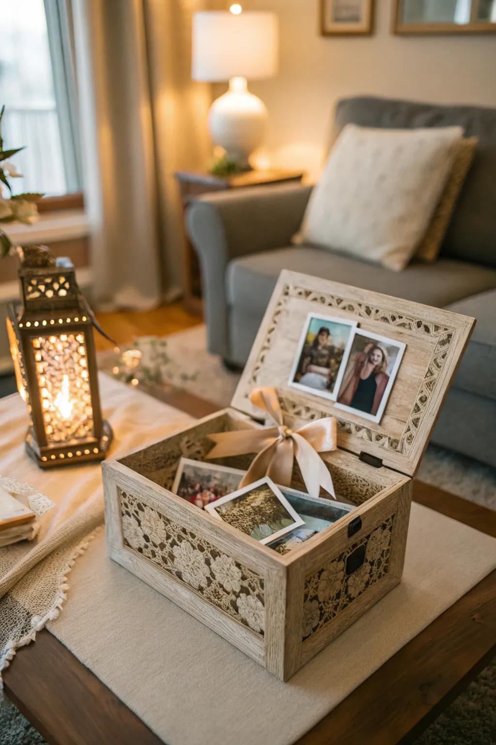 A heartfelt wooden polaroid gift set, capturing cherished memories.