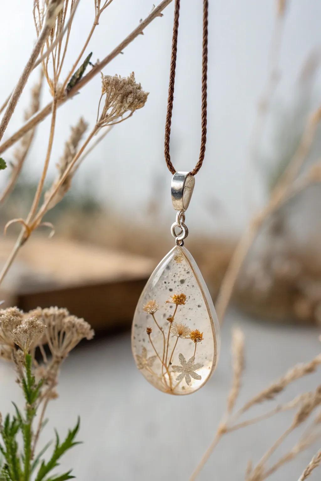 Wearable art: Delicate resin jewelry capturing nature's beauty in every piece.
