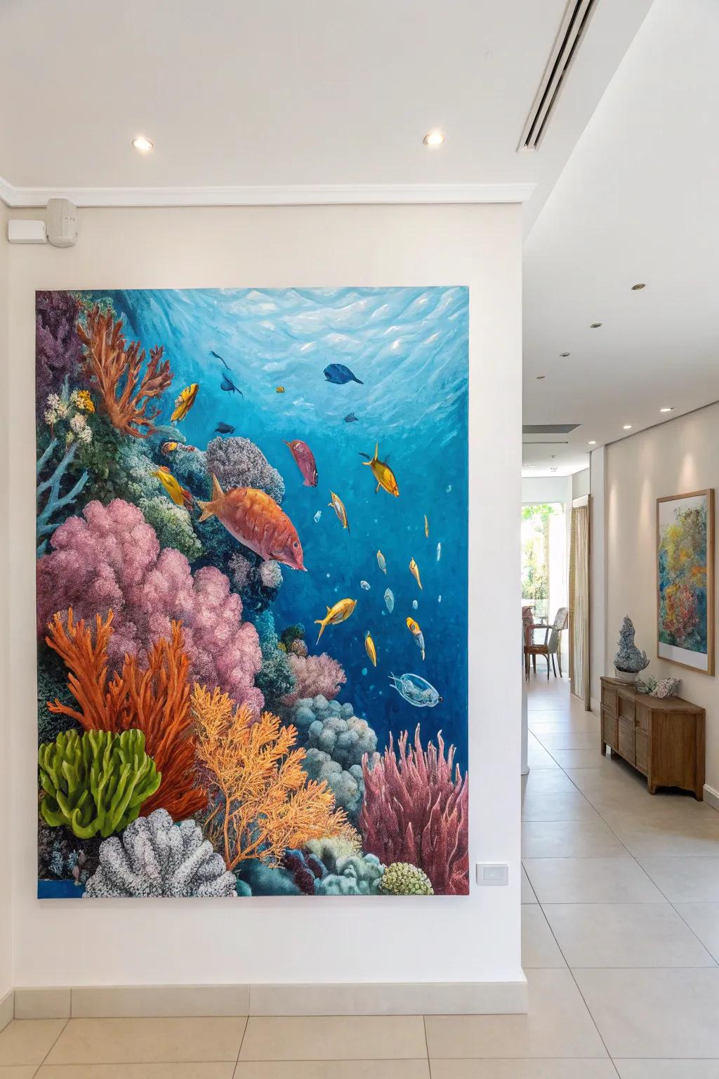 Explore the ocean depths with underwater art.