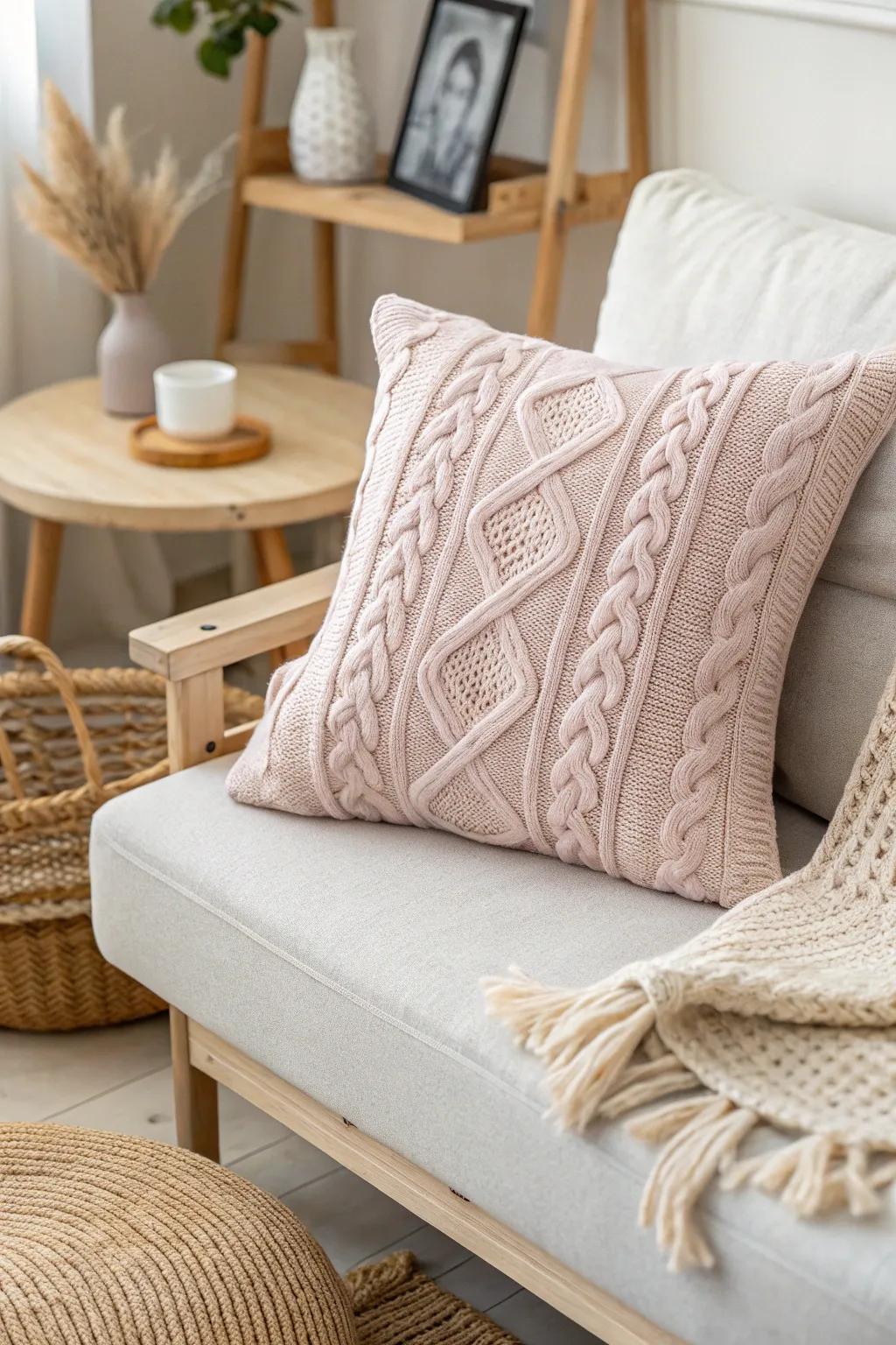 Transform old sweaters into cozy pillow covers for a touch of warmth and style.