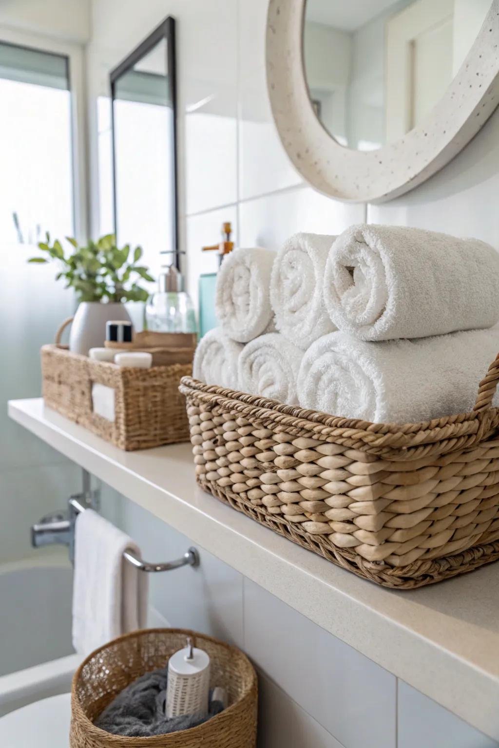 Achieve a Spa-Like Bathroom with Elegant Basket Displays