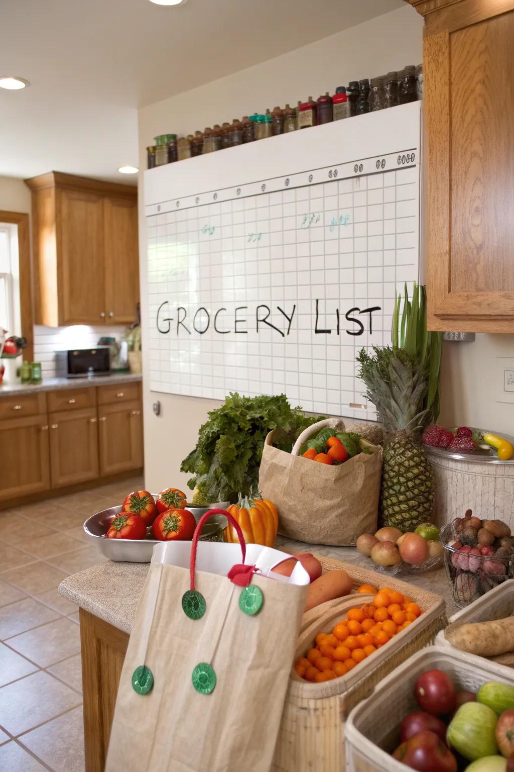 Streamline your shopping with a grocery list board.