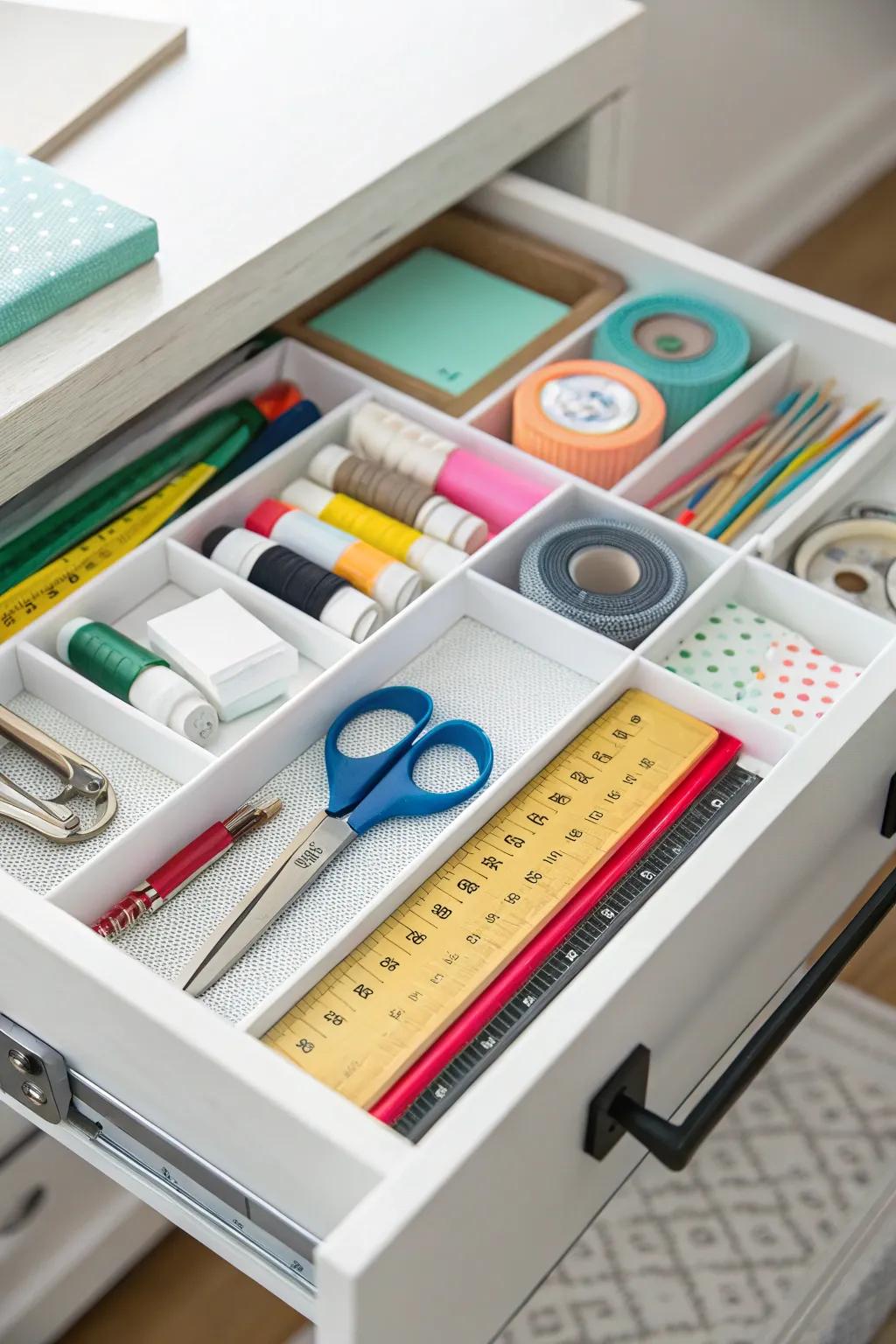 Drawer organizers keep tools sorted and easily accessible.