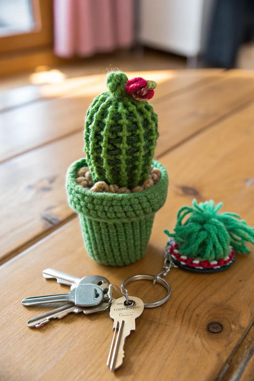 Add personality to your keys with a crochet keychain.