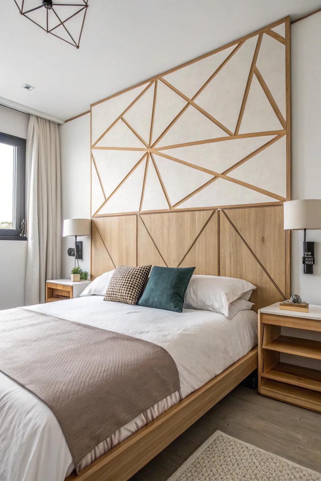 Geometric designs add a contemporary flair to headboards.