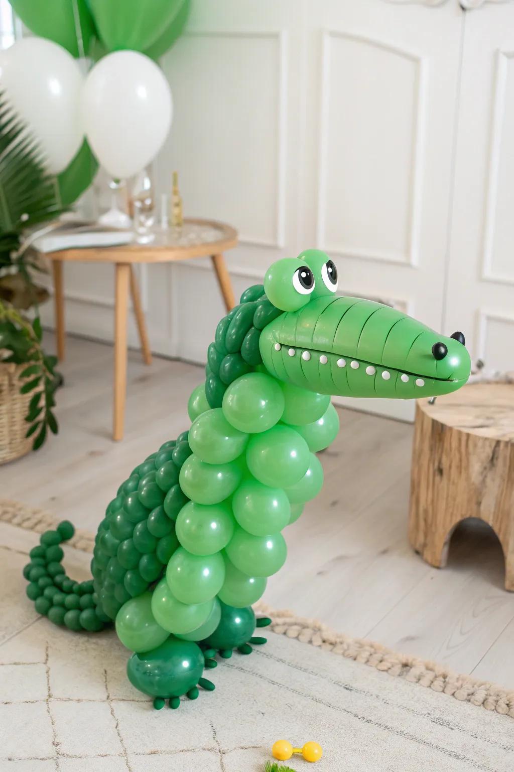 Add a playful touch to your decor with this charming balloon crocodile!