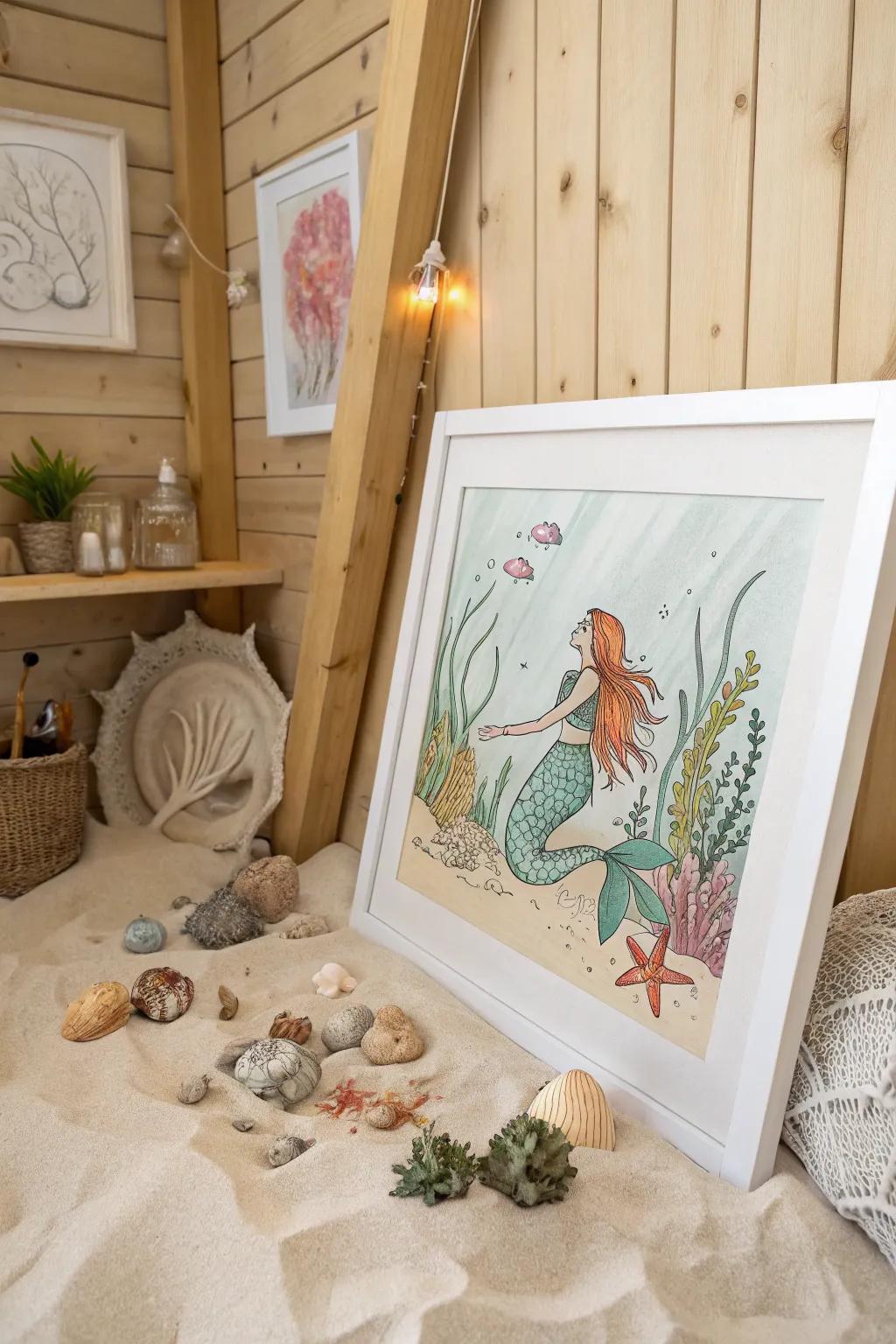 Mystical mermaid art that brings the tranquility of the ocean into your home.