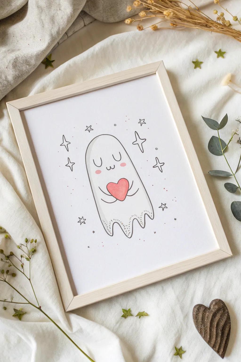 Embrace the warmth of a ghostly heart – where simplicity meets affection.