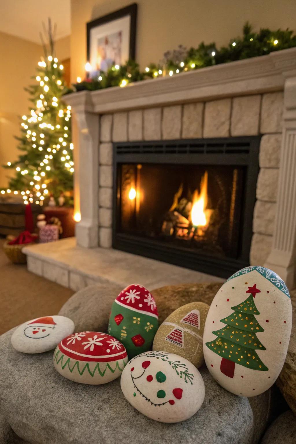 Celebrate the season with festive holiday rocks.